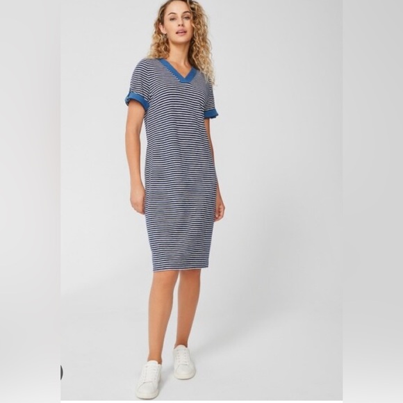 Chicos Nicholle Denim Trim Casual Dress - Picture 6 of 12